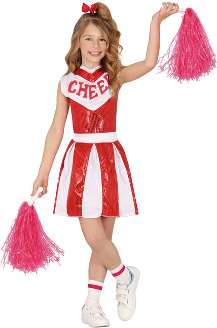 Cheerleader Jurk Rood Wit Meisje - Partywinkel - 8434077785126