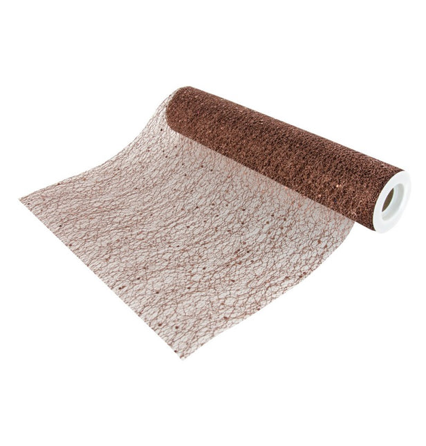 Runner da tavolo marrone glitterato 5m
