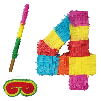 Cijfer 4 Piñata Set 3-delig 45cm van VDV Benefit koop je bij Partywinkel