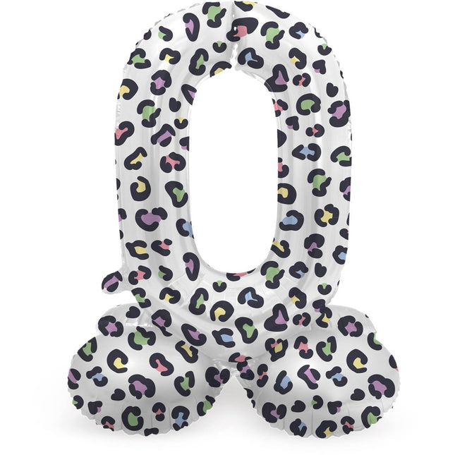 Cijfer Ballon 0 Jaar Panter Met Standaard Leeg 72cm van Folat koop je bij Partywinkel