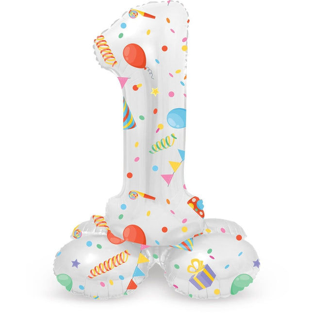Cijfer Ballon 1 Jaar Feest Met Standaard Leeg 72cm van Folat koop je bij Partywinkel