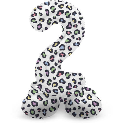 Cijfer Ballon 2 Jaar Panter Met Standaard Leeg 41cm van Folat koop je bij Partywinkel