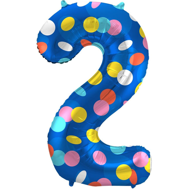 Cijfer Ballon 2 Jaar Stippen Leeg 86cm van Folat koop je bij Partywinkel