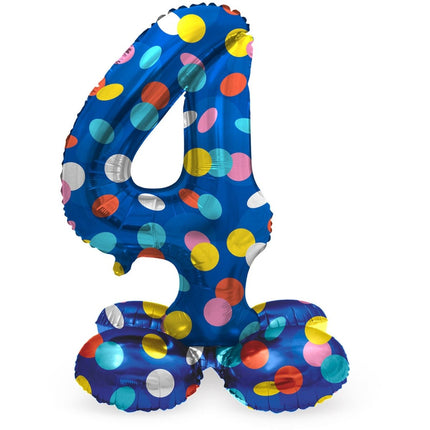 Cijfer Ballon 4 Jaar Stippen Met Standaard Leeg 72cm van Folat koop je bij Partywinkel