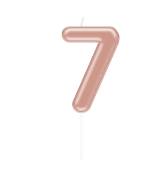 Cijfer Kaars 7 Rose Goud van Paper Dreams koop je bij Partywinkel