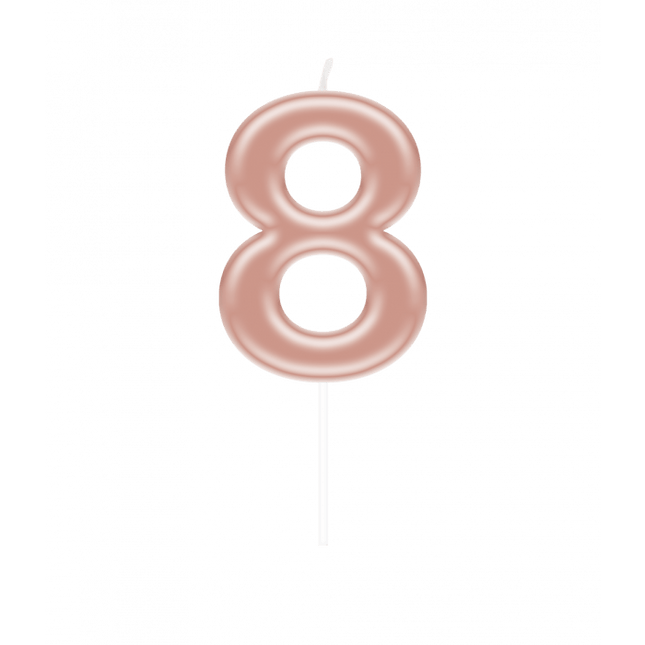 Cijfer Kaars 8 Rose Goud van Paper Dreams koop je bij Partywinkel