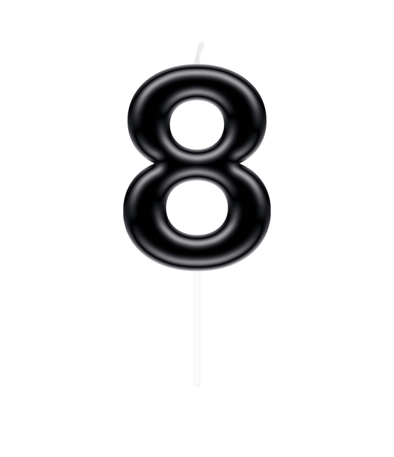 Cijfer Kaars 8 Zwart van Paper Dreams koop je bij Partywinkel