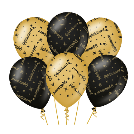 Palloncini Congratulazioni Oro Nero 30cm 6pz