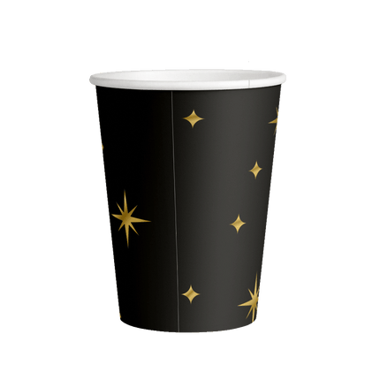 Tazze di Buon Compleanno Oro Nero 9cm 8pz