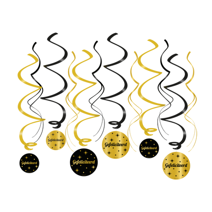 Decorazione da appendere in oro nero 75 cm 6 pezzi
