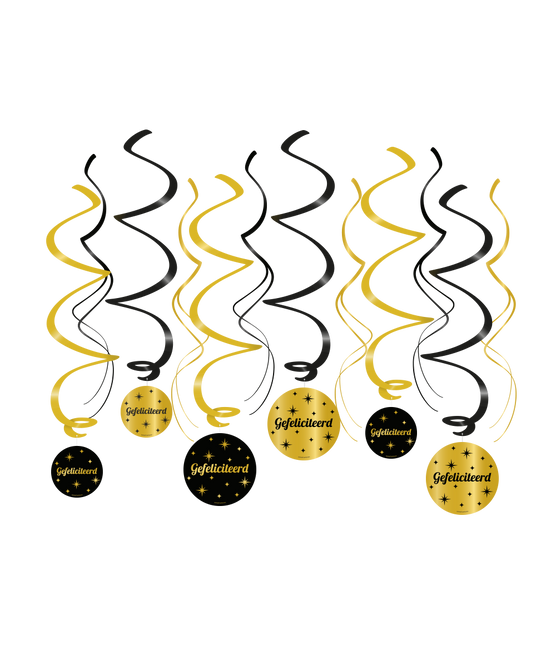 Decorazione da appendere in oro nero 75 cm 6 pezzi
