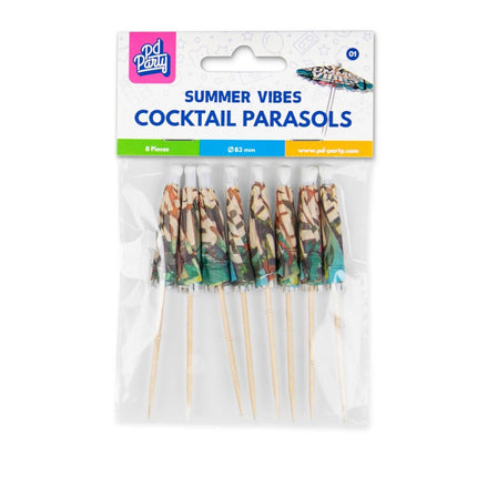Bastoncini da cocktail colorati Summer Vibes 8 pezzi
