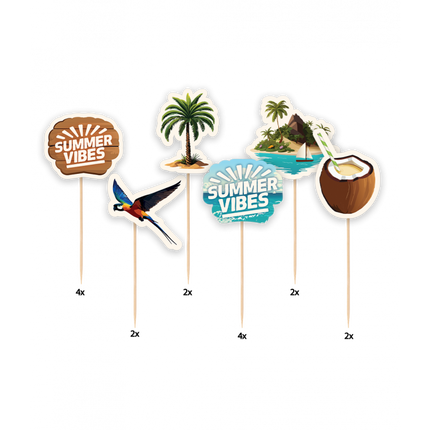 Picks da cocktail colorati Summer Vibes 6,5 cm 6 pezzi