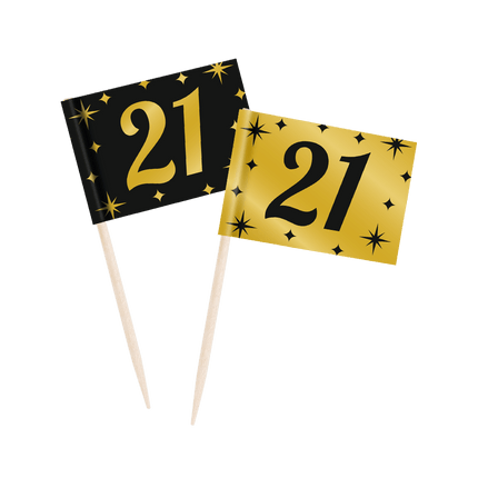 Cocktailprikkers 21 Jaar 6,5cm 50st van Paper Dreams koop je bij Partywinkel