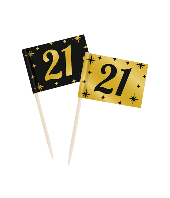 Cocktailprikkers 21 Jaar 6,5cm 50st van Paper Dreams koop je bij Partywinkel