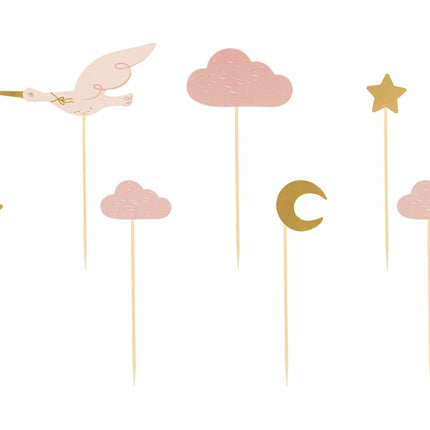 Cocktailprikkers Ooievaar 7st van Partydeco koop je bij Partywinkel