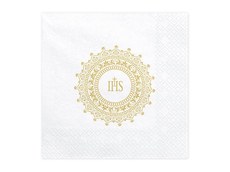 Communie Servetten Goud 33cm 20st van Partydeco koop je bij Partywinkel