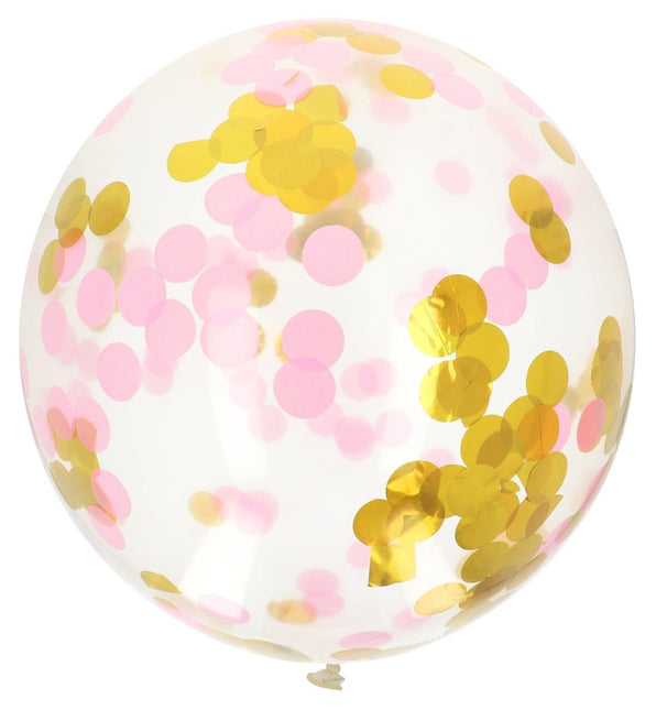 Confetti Ballon Roze Goud 61cm van Folat koop je bij Partywinkel