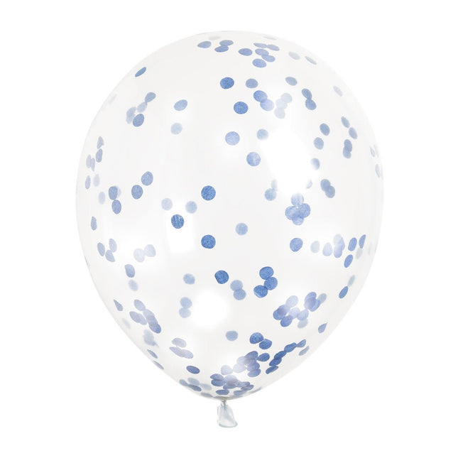 Confetti Ballonnen Blauw 30cm 6st van Unique koop je bij Partywinkel