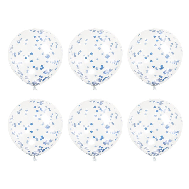 Confetti Ballonnen Blauw 30cm 6st van Unique koop je bij Partywinkel