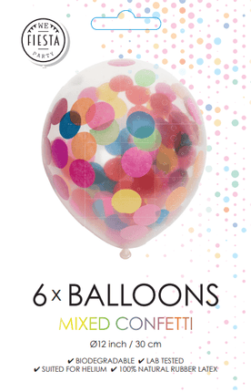 Confetti Ballonnen Gekleurd 30cm 6st van WeFiesta koop je bij Partywinkel