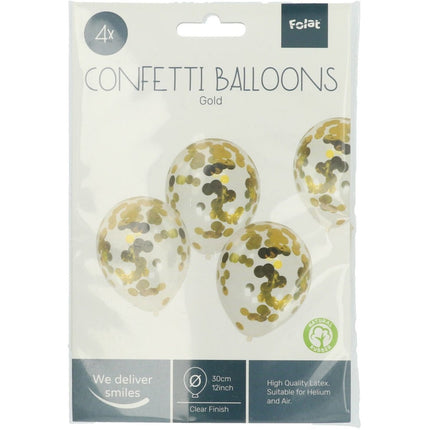 Confetti Ballonnen Goud 30cm 4st van Folat koop je bij Partywinkel