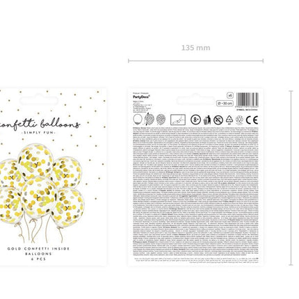 Confetti Ballonnen Goud Deluxe 30cm 6st van Partydeco koop je bij Partywinkel