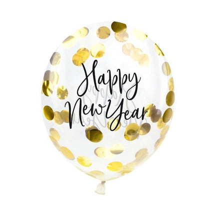 Confetti Ballonnen Happy New Year 27cm 3st van Partydeco koop je bij Partywinkel