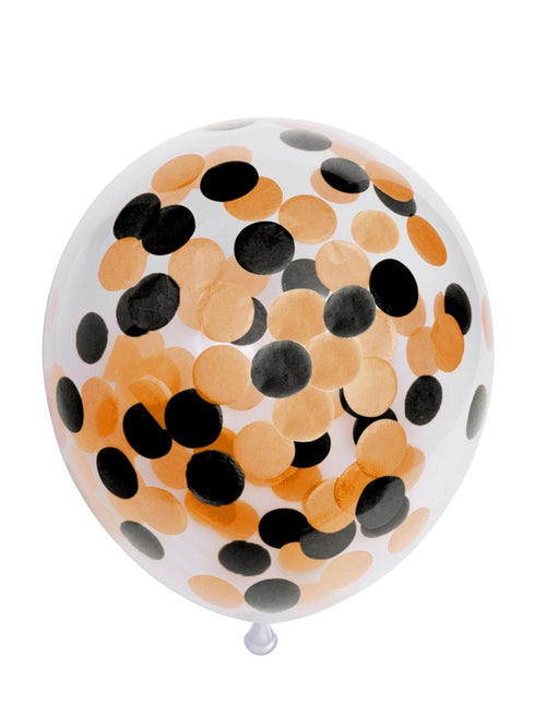 Confetti Ballonnen Oranje Zwart 30cm 6st van WeFiesta koop je bij Partywinkel