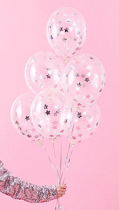 Confetti Ballonnen Zilveren Sterren 30cm 6st van Partydeco koop je bij Partywinkel
