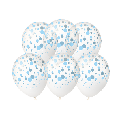 Palloncini blu a pois, 30 cm, 6 pezzi