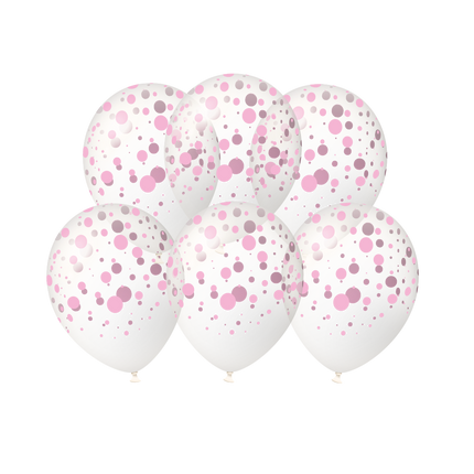 Palloncini rosa chiaro a pois, 30 cm, 6 pezzi
