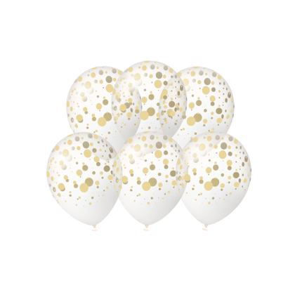 Palloncini dorati a pois, 30 cm, 6 pezzi