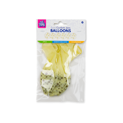 Palloncini dorati a pois, 30 cm, 6 pezzi