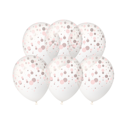 Palloncini rosa dorati a pois, 30 cm, 6 pezzi