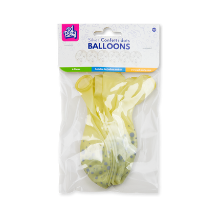 Palloncini argentati a pois, 30 cm, 6 pezzi