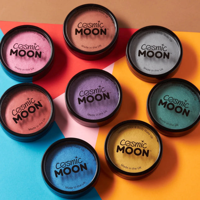 Cosmic Moon Metallic Pro Face Paint Cake Pots Blue 36g van Moon Creations koop je bij Partywinkel