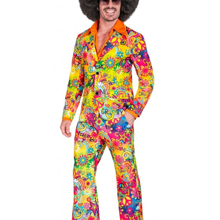 Costume Hippie 60S Colorato Uomo Fiori