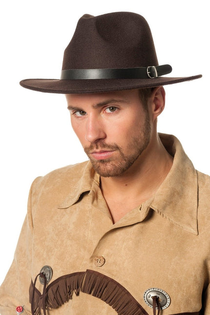 Cowboy Hoed Bruin Wolvilt van Wilbers & Wilbers koop je bij Partywinkel