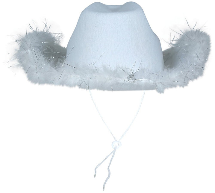 Cowboy Hoed Wit Met Boa - Partywinkel - 8434077135501