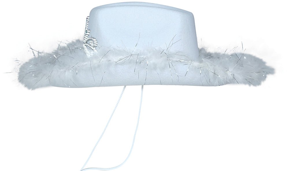 Cowboy Hoed Wit Met Boa - Partywinkel - 8434077135501