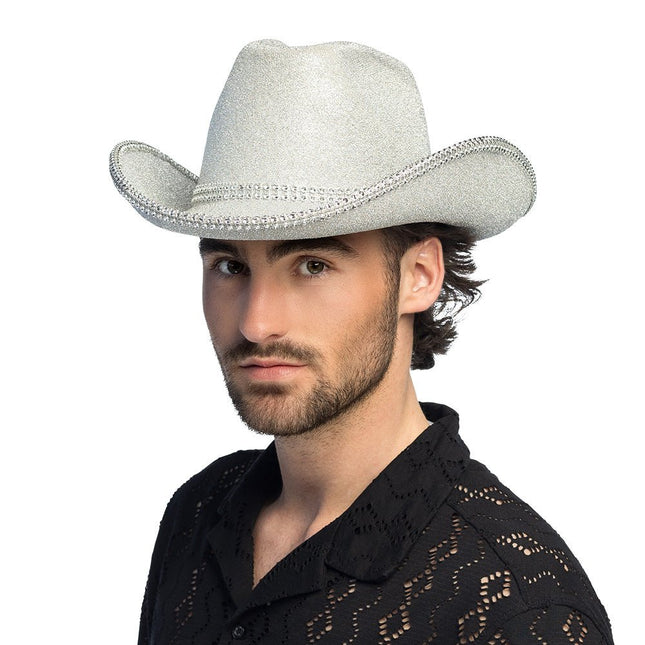 Cowboy Hoed Zilver Glitters van Boland koop je bij Partywinkel