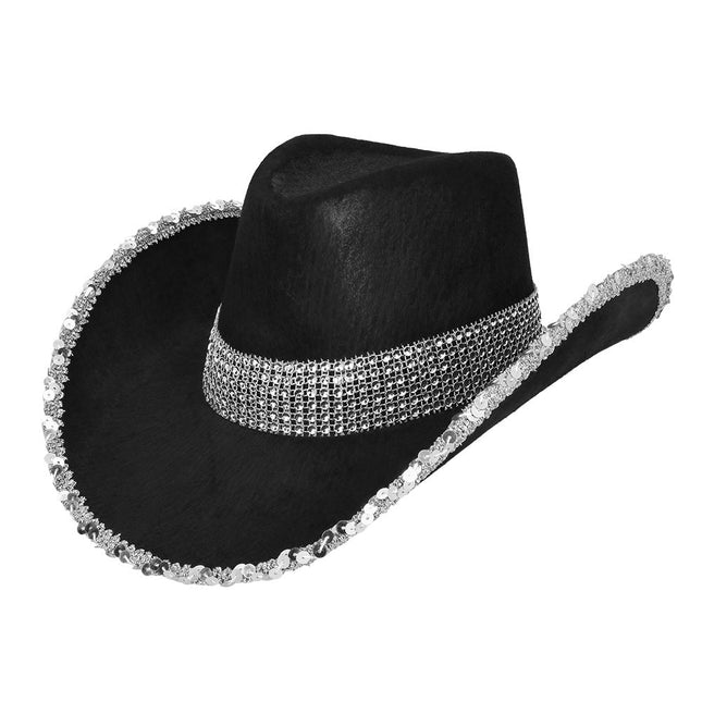 Cowboy Hoed Zwart Glitters van Boland koop je bij Partywinkel