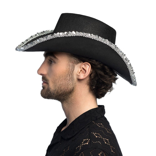 Cowboy Hoed Zwart Glitters van Boland koop je bij Partywinkel