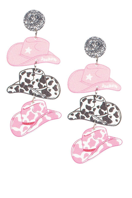 Cowboy Oorbellen Zwart Roze van Wilbers & Wilbers koop je bij Partywinkel