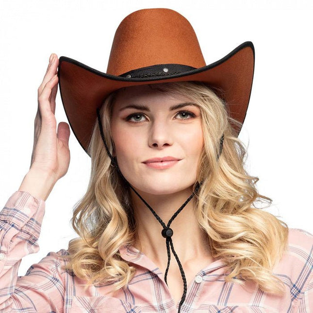 Cowboyhoed Bruin 45cm van Boland koop je bij Partywinkel