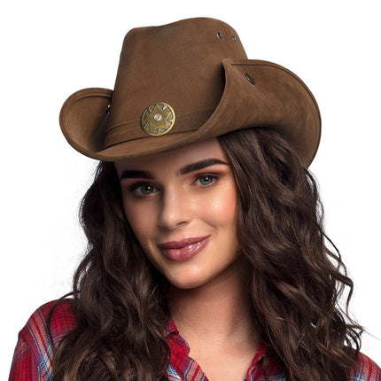 Cowboyhoed Leatherlook Deluxe - Partywinkel - 8712026043528