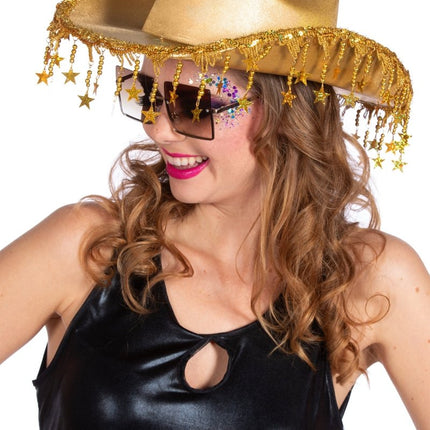 Cowboyhoed met franje sterretjes - Partywinkel - 8720059071074
