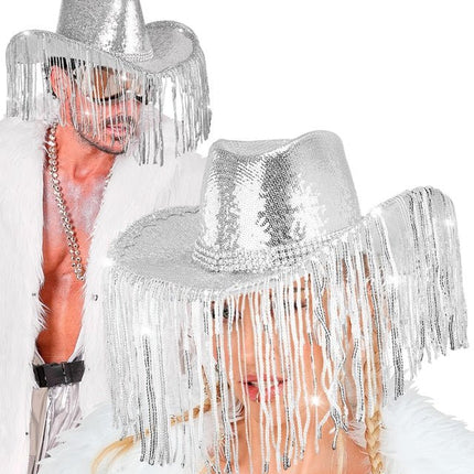 Cowboyhoed Pailletten Met Strass En Franjes van Widmann koop je bij Partywinkel
