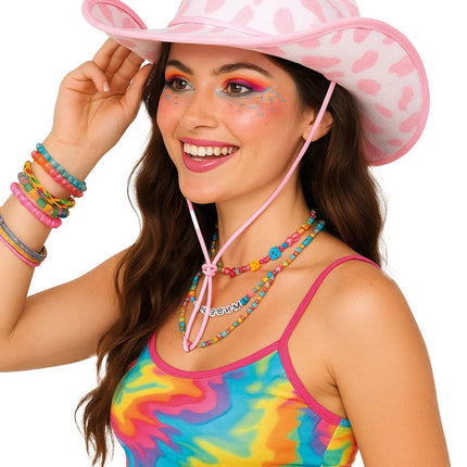 Cowgirl Hoed Wit Roze Koeien Print van Fiestas Guirca koop je bij Partywinkel